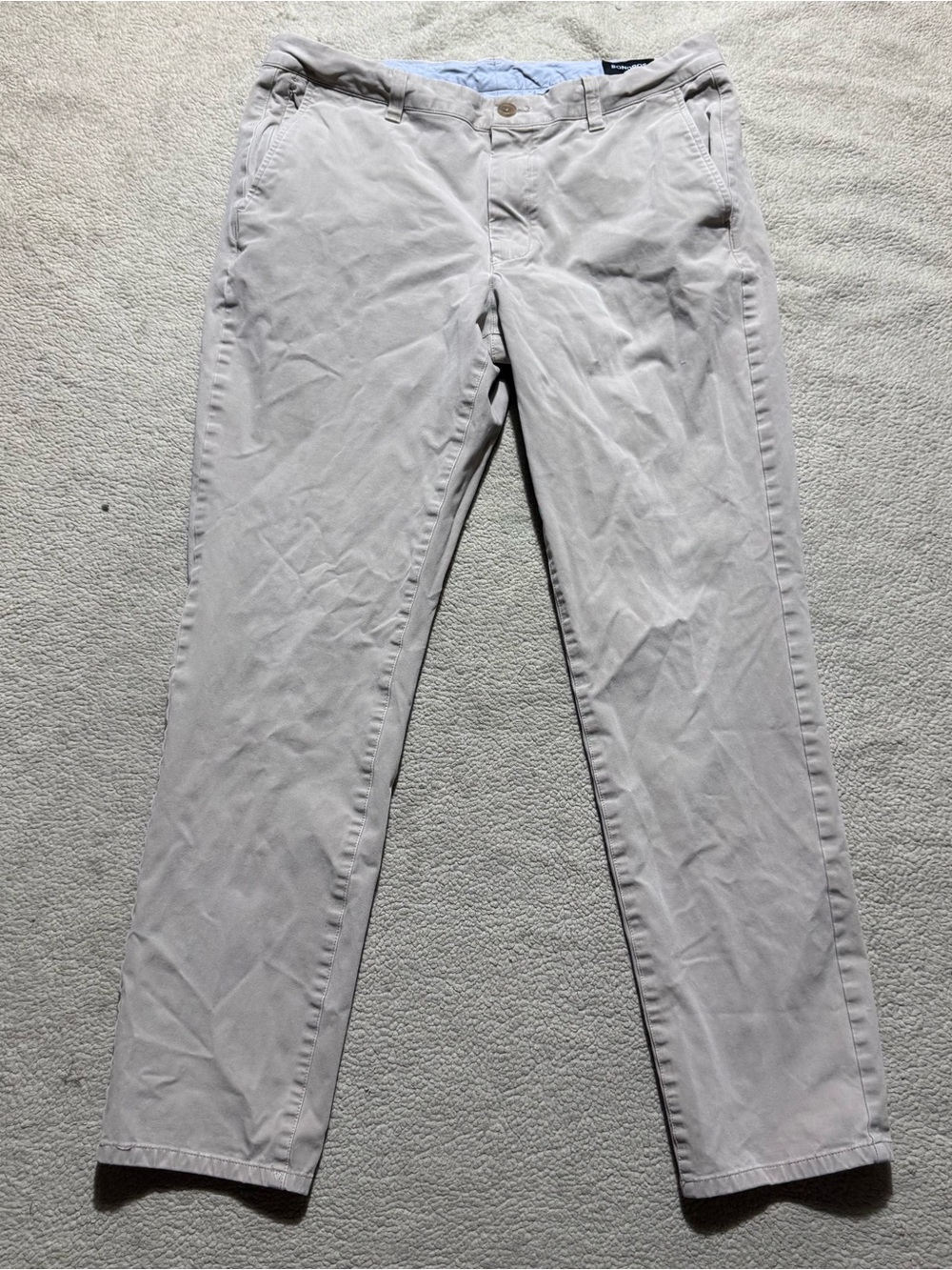 Bonobos Pants Mens 34 Slim Fit Beige Chino Dress Slacks Mid Rise Meas 32x29.5